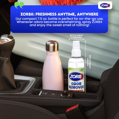 ZORBX Unscented Odor Eliminator for Strong Odor 2 Fl Oz, Pack of 1 - Used in Hospitals & Healthcare Facilities - Advanced Formula, Fast-Acting Odor Remover Spray for Dog, Cat, House & Carpet