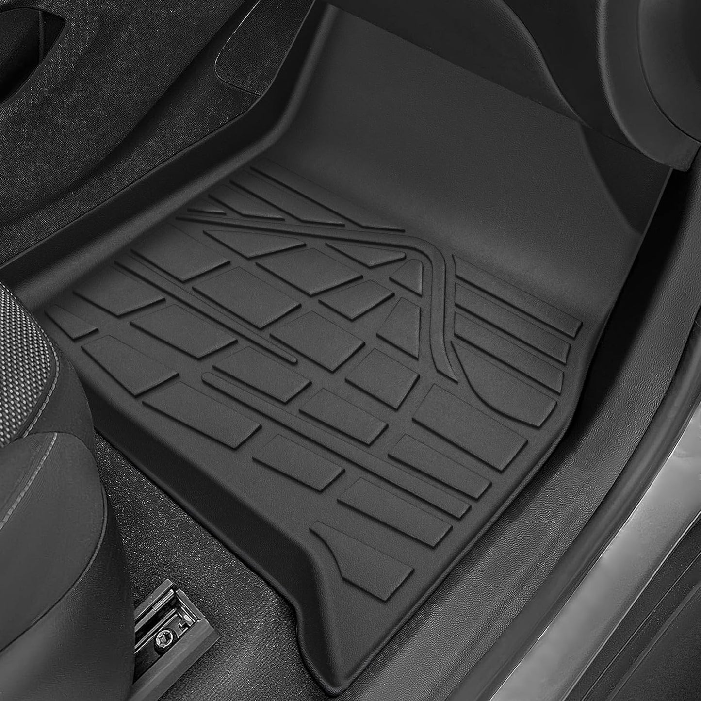 KARPAL Floor Mats for 2007-2013 Chevy Silverado & GMC Sierra 1500 Crew Cab / 2007-2014 2500/3500 HD(Footwell Coverage), All-Weather TPE Custom Fit Floor Liners Car Accessories