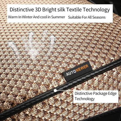 Auto Newer Luxury Breathable Car Seat Cover Fit Four Seasons, Universal Front of Car Seat Cushions, Bottom Seat Covers of Full Wrapped Edge,Universal Fit for 95% Cars,SUV,Pickup(Beige，2PCS)
