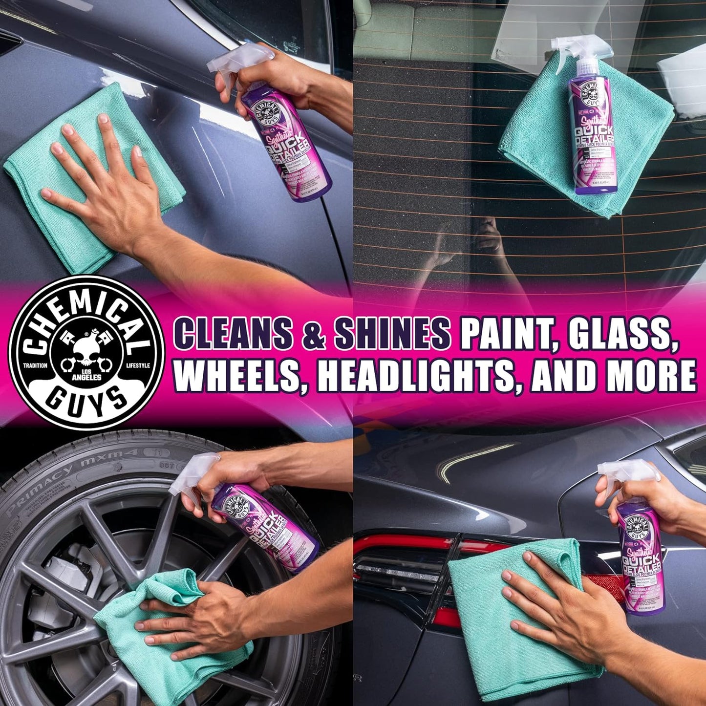 Chemical Guys Synthetic Quick Detailer – High Gloss Quick Detailer Spray, Safe for Cars, Trucks, SUVs, Motorcycles and RVs, Remove Dust, Fingerprints & Smudges, Enhances Shine & Protection, 16 fl oz