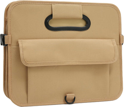 AOKJOY Car Trunk Organizer Car Storage Organizer Collapsible Multi Compartment Car Organizer Adjustable Straps for SUV(Beige)