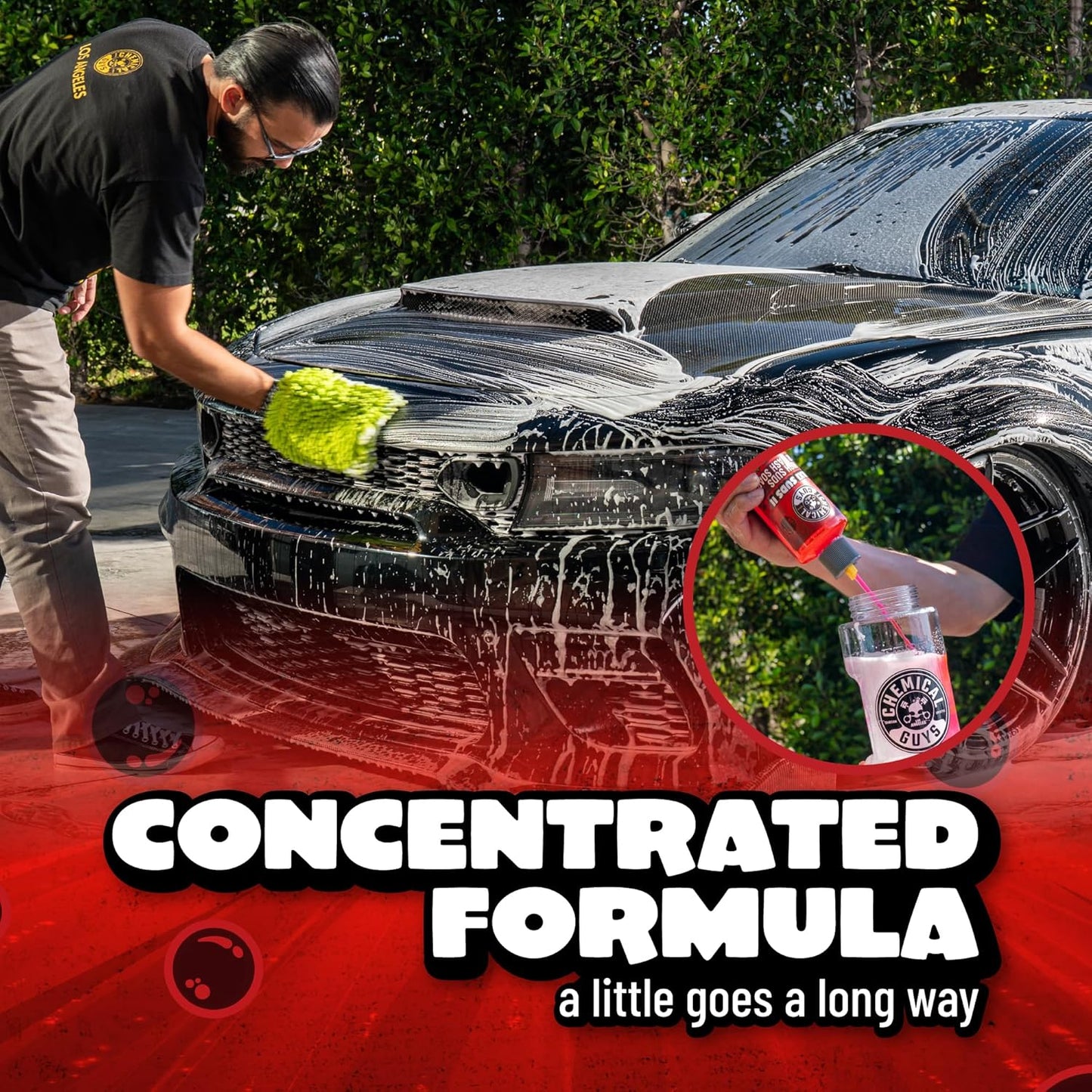 Chemical Guys Maxi Suds II Foaming Car Wash Soap – High Foam Car Wash Soap, Cherry Scent Shampoo and Gloss Booster for Foam Cannons, Guns or Buckets – Gentle, Safe for Trucks, SUVs, and RVs, 64 oz