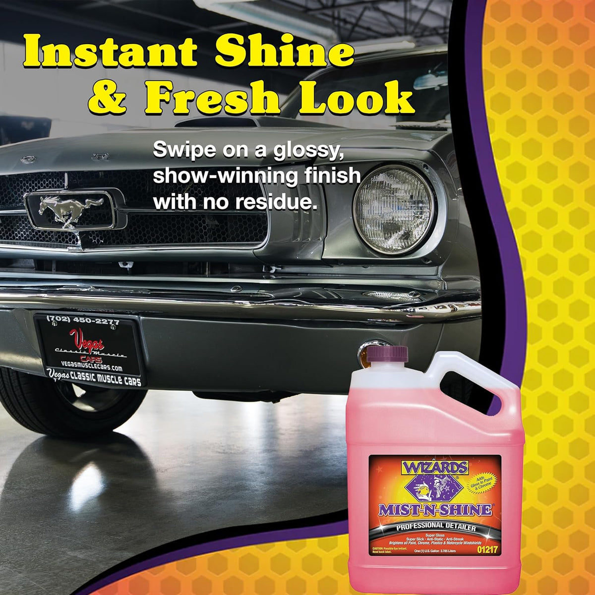 Wizards Mist-N-Shine Detail Spray - 22 Oz - Multi-Purpose High Gloss Finish Waterless Quick Detailer Spray for Glass, Chrome, Paint and Plastics - Car Exterior Cleaner for Auto Detailing Supplies