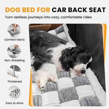 HiPetpy Backseat Dog Bed Mat for Car, Non-Slip Dog Bed for Car Back Seat, Soft & Cozy Dogs Blanket, Washable Travel Pet Mat Seat Protector for Cars, SUVs, Trucks