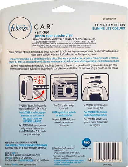 Febreze Car Vent Clips Air Freshener Smoke Odor Eliminator, Citrus Scent 2 Pack