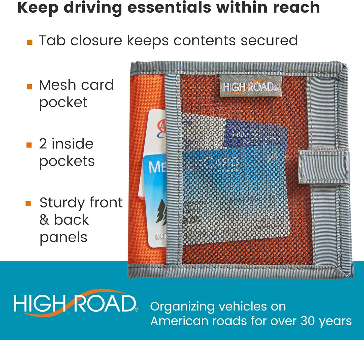 High Road Car Registration and Insurance Card Holder for Sun Visor, Glove Box or Console with 2 Clear Hidden Car Document Pockets