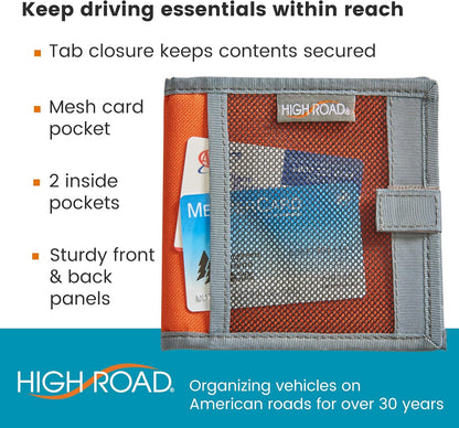 High Road Car Registration and Insurance Card Holder for Sun Visor, Glove Box or Console with 2 Clear Hidden Car Document Pockets