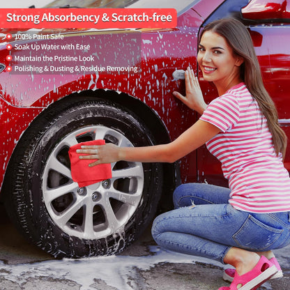 Microfiber Cleaning Cloth, 100 Pack Cleaning Rags Microfiber Towel Bulk Absorbent Lint-Free Wash Cloths, All-Purpose Shop Towels for Cars, Automotive, Garage, Home & Kitchen 11.5"*11.5"