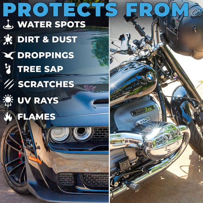 Flowgenix™ Waterless Car Wash Spray - Grand Finale - Motorcycle Cleaner & Car Wax Polish (8 oz) - Ceramic Coating - Incl. 2 Microfiber Towels - Quick Detailer Spray to Make Your Vehicle Shine