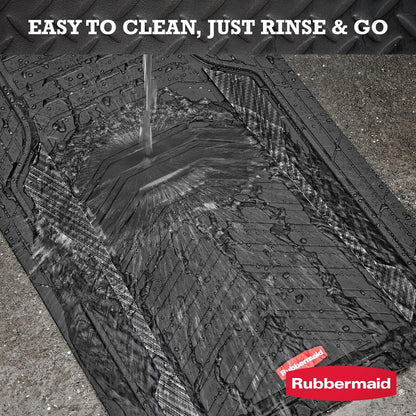 Rubbermaid Car Floor Mat, Heavy Duty All-Weather Car Mats Full Set with Dual-Tone Pink Aluminum Inserts – Universal Fit, Anti-Slip Backing, Trim-to-Fit for Most SUV, Sedan, Van