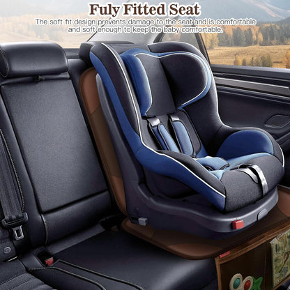 Sinvitron Car Seat Protector for Child Car Seat - Waterproof Non-Slip Leather Mat with 2 Mesh Pockets, Universal Seat Cover for Baby, Pets & Vehicles(2-Pack,Black)