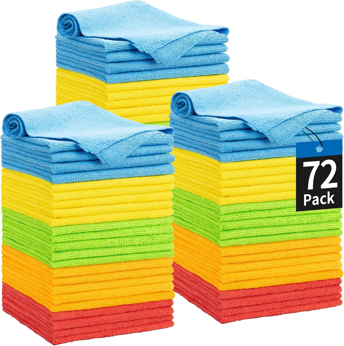 Microfiber Cleaning Cloth, 100 Pack Cleaning Rags Microfiber Towel Bulk Absorbent Lint-Free Wash Cloths, All-Purpose Shop Towels for Cars, Automotive, Garage, Home & Kitchen 11.5"*11.5"