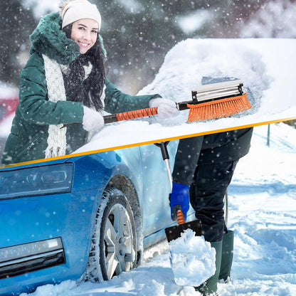 Autovir 27" Snow Brush and Ice Scrapers for Car Windshield (1 Pack), Window Ice and Snow Scraper with Ergonomic Foam Grip, Snow Windshield Scraper with Aluminum Body, Winter Car Accessories (Green)