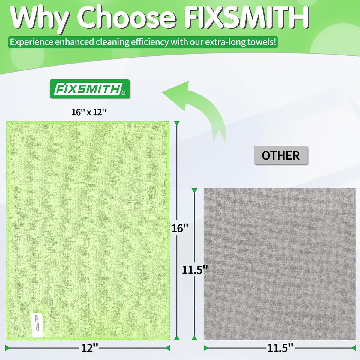FIXSMITH Microfiber Cleaning Cloth - Pack of 50, Microfiber Towels for Cars 16 x 12 in, Highly Absorbent Cleaning Rags, Lint-Free, Streak-Free Cleaning Cloths for Car Kitchen Home Office