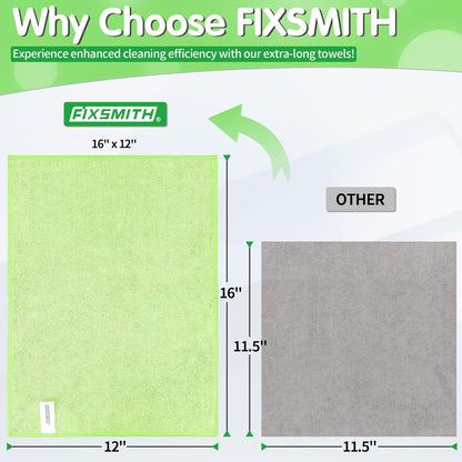 FIXSMITH Microfiber Cleaning Cloth - Pack of 50, Microfiber Towels for Cars 16 x 12 in, Highly Absorbent Cleaning Rags, Lint-Free, Streak-Free Cleaning Cloths for Car Kitchen Home Office
