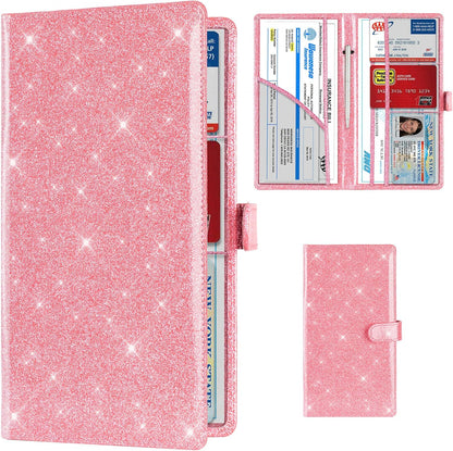 TOURSUIT Car Registration and Insurance Card Holder, Vehicle License Document Glove Box Compartment Organizer, Interior Car Accessories for Women Men (Carbon Fiber Black)