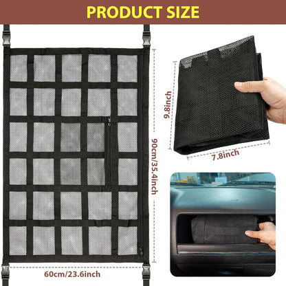 SUV Car Ceiling Cargo Net Pocket,35.4"x23.6" Double-Layer Mesh Car Roof Storage Organizer for Ford,F150,Jeep,Honda CRV,RAV4,Van Organizers and Storage,Camping Accessories