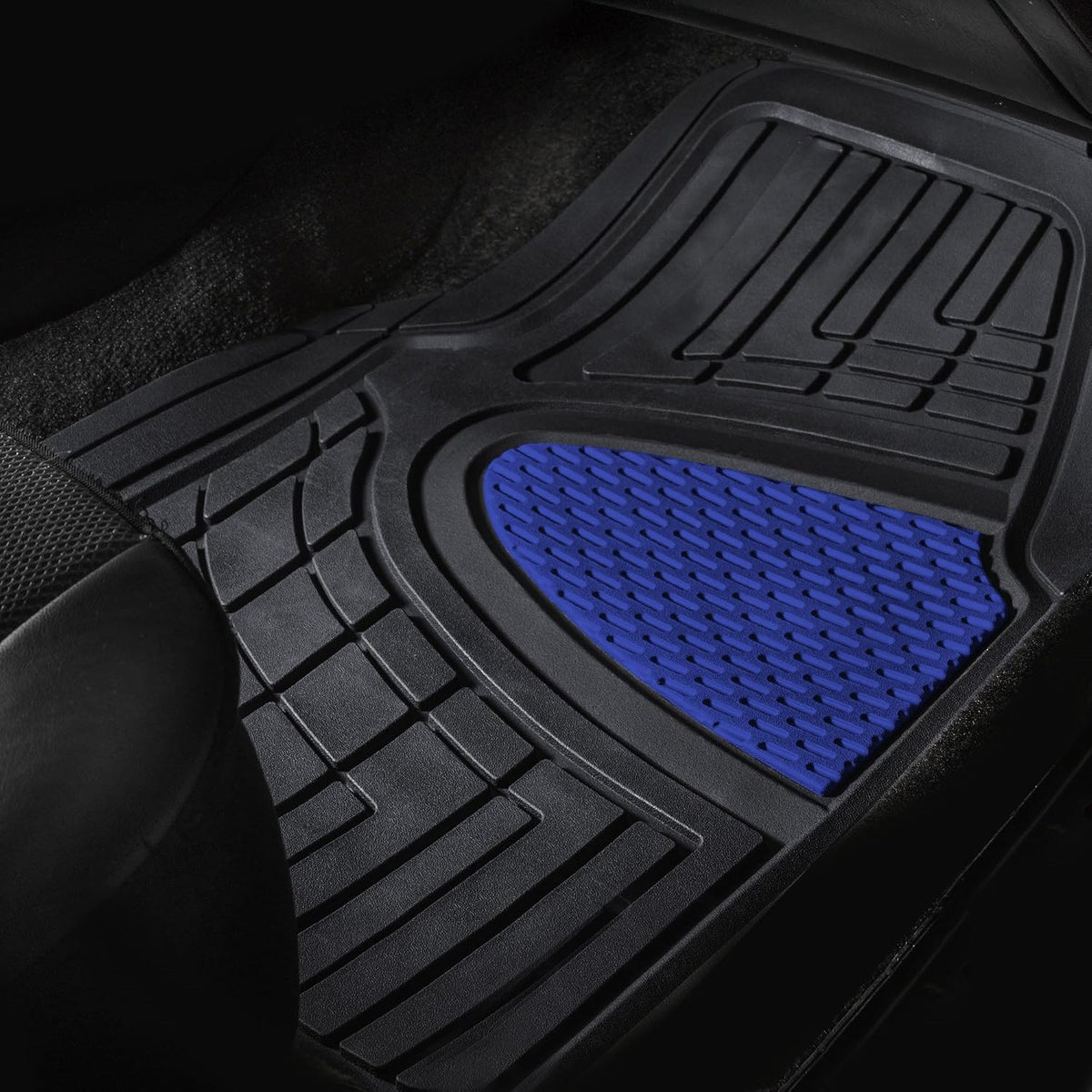 FH Group Automotive Floor Mats - Heavy-Duty Rubber Floor Mats for Cars, Universal Fit Full Set, Climaproof & Trimmable Floor Mats for Most Sedan, SUV, Truck, Black
