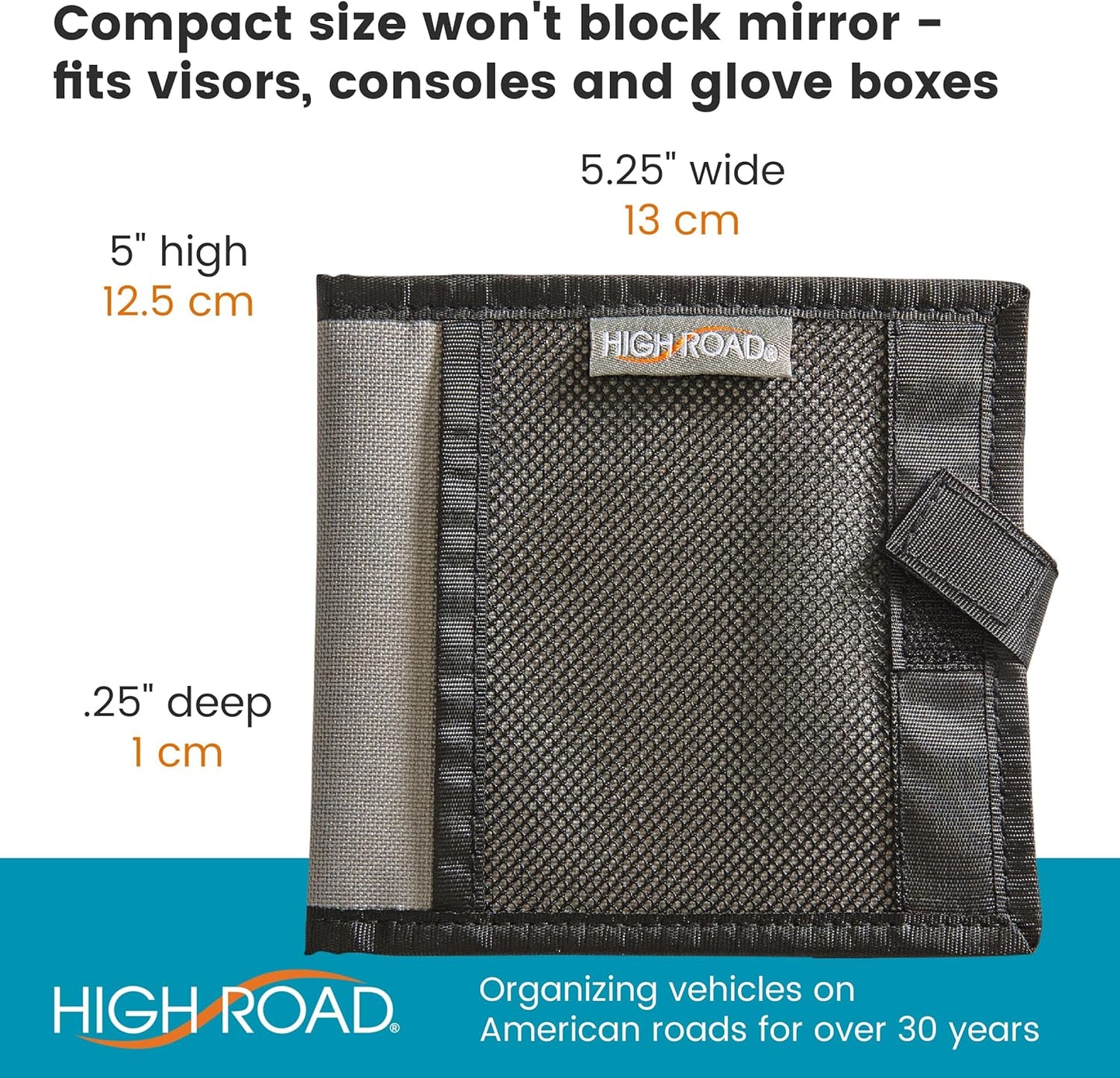 High Road Car Registration and Insurance Card Holder for Sun Visor, Glove Box or Console with 2 Clear Hidden Car Document Pockets