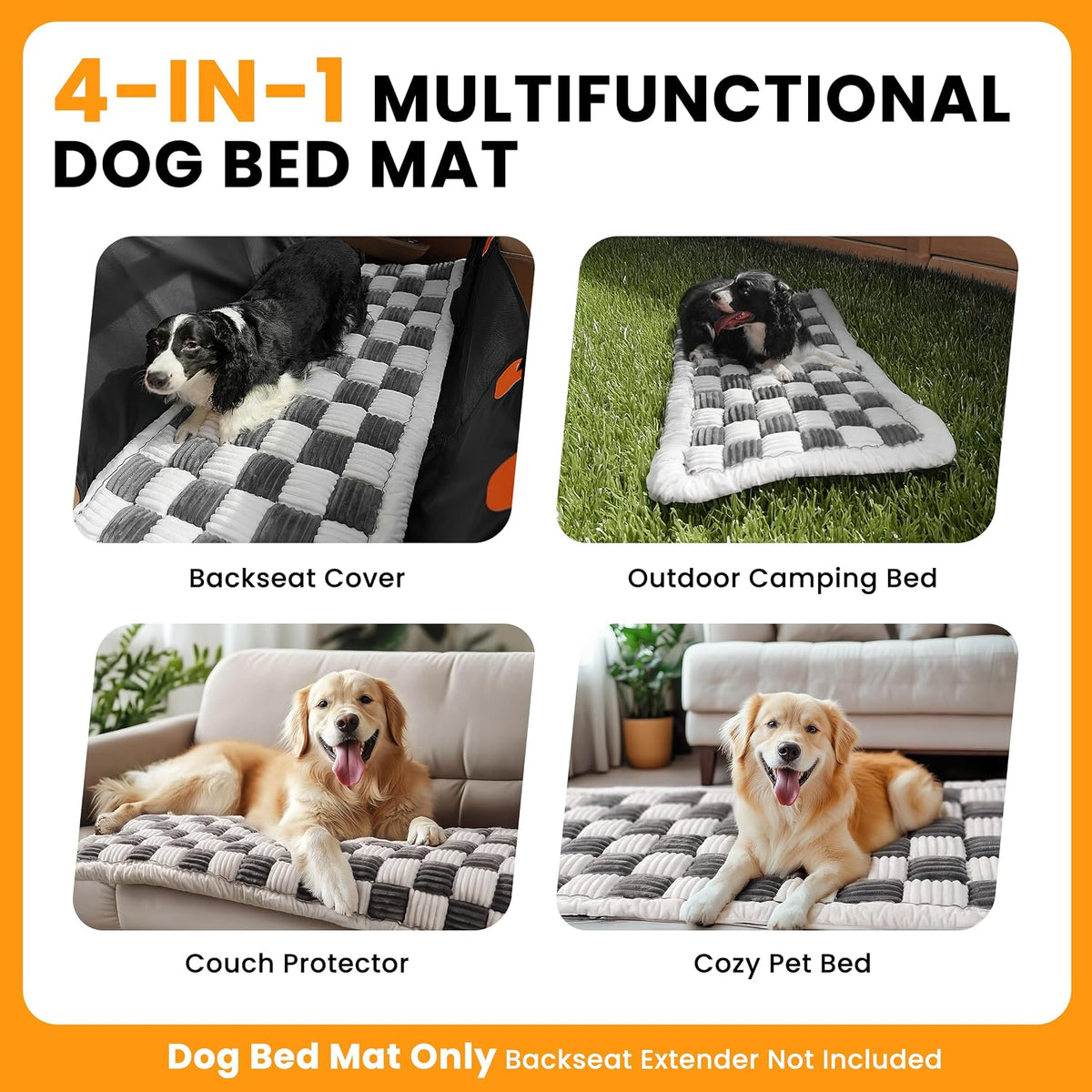HiPetpy Backseat Dog Bed Mat for Car, Non-Slip Dog Bed for Car Back Seat, Soft & Cozy Dogs Blanket, Washable Travel Pet Mat Seat Protector for Cars, SUVs, Trucks