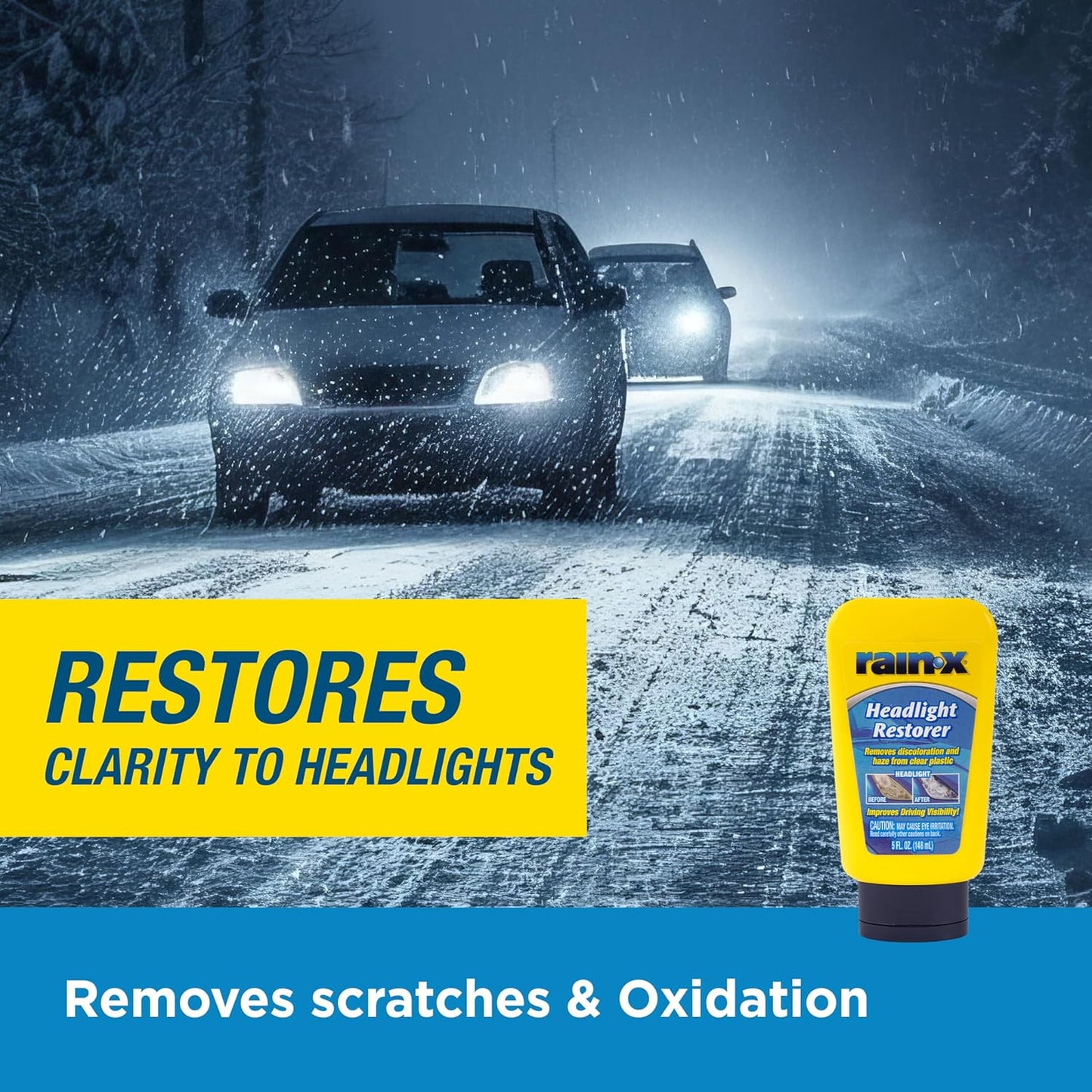 Rain-X 610153 Headlight Restoration Kit - Car Light Lens Cleaner/Restorer with Sanding & Polishing Drill Attachments & Sealant Wipe, Removes Scratches & Oxidation- All in 1 Long Lasting Formula
