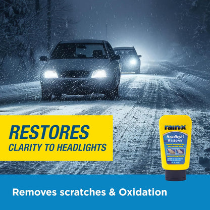 Rain-X 610153 Headlight Restoration Kit - Car Light Lens Cleaner/Restorer with Sanding & Polishing Drill Attachments & Sealant Wipe, Removes Scratches & Oxidation- All in 1 Long Lasting Formula