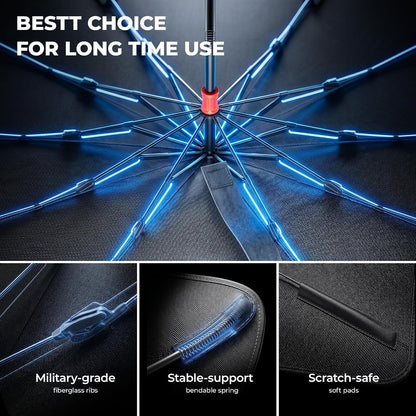 DMJN Umbrella Windshield Sun Shade - Medium, Car Sunshade for Front Windshield [Nano Ice-Crystal Coatings] UPF50+ Heat & UV Block, Protect Interior & Keep Cooler Universal for Car, SUV, Truck