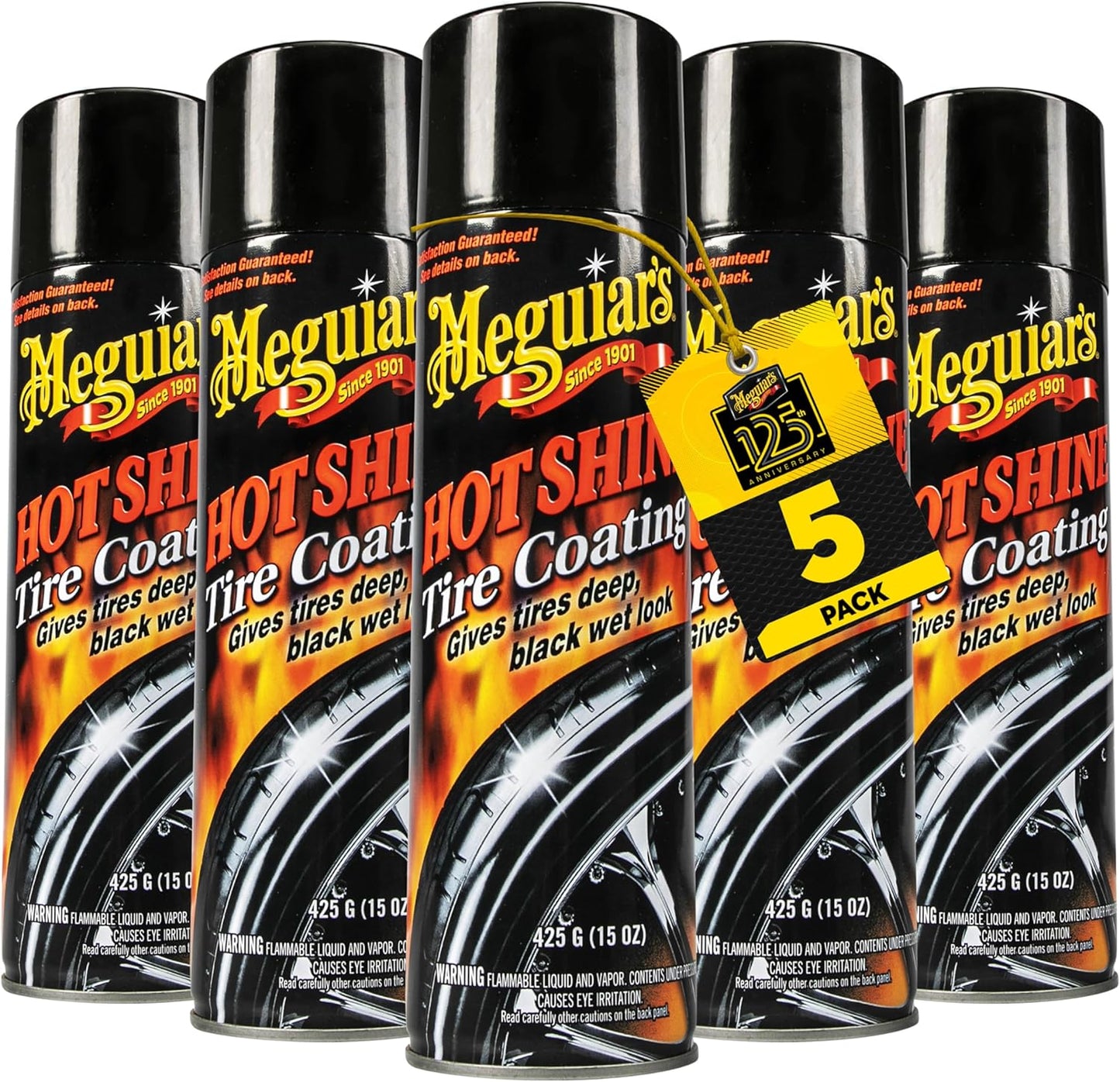 Meguiar's G13815 Hot Shine High Gloss Tire Coating - 15 Oz Spray Can (Pack of 5)
