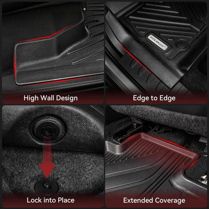 YITAMOTOR Floor Mats Fit for Ford F250/F350/F450/F550 2017-2026 Super Duty Crew Cab | Front Bucket Seat | Rear W/Fold-Flat Storage | Carpet Floor, 1st & 2nd Row TPE All Weather Protection