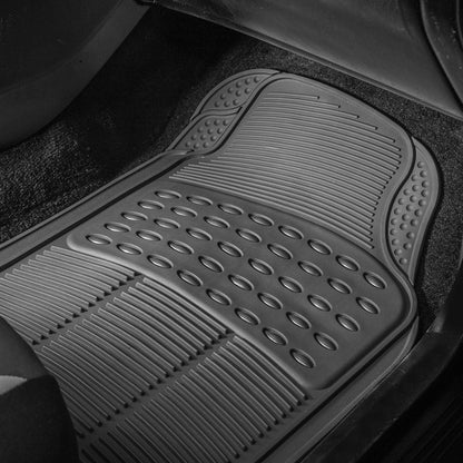 FH Group Automotive Floor Mats Solid ClimaProof for all weather protection Universal Fit Trimmable Heavy Duty fits most Cars, SUVs, and Trucks, 3pc Full Set Black