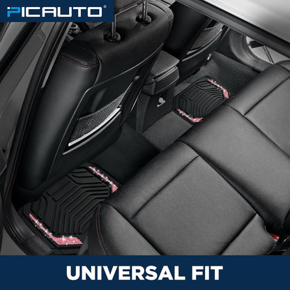 PIC AUTO Heavy Duty Rubber Floor Mats, Purple Aluminum Film Car Mats Set, Front and Rear Car Mats with Anti-Slip Backing, All Weather Protection, Trim-to-Fit for Automotive SUV, Sedan, Van