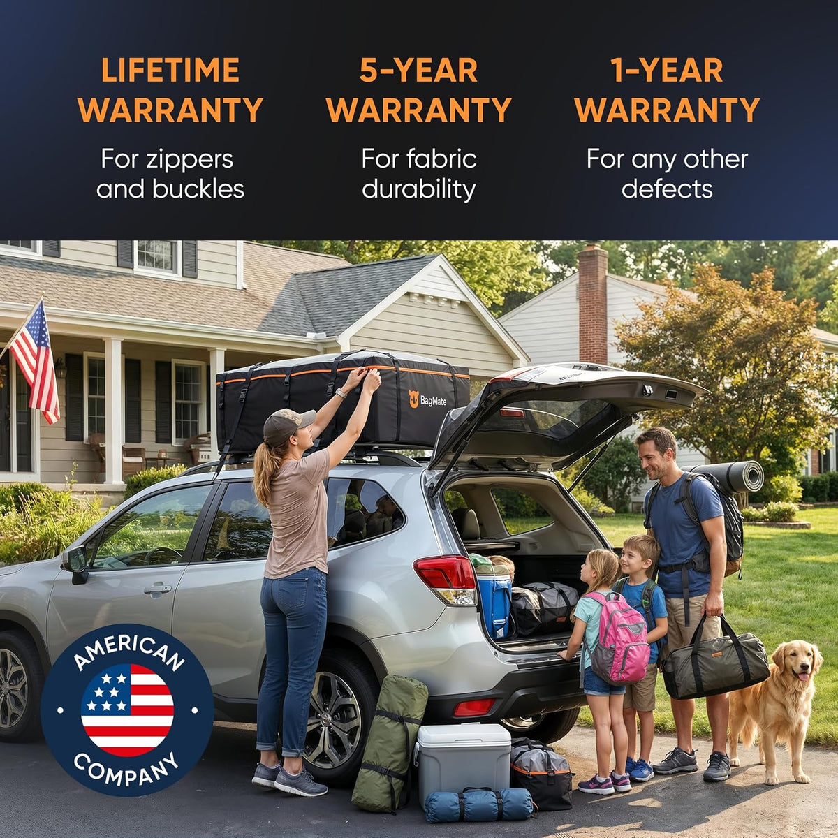 19 Cubic Feet Roof Bag – Safety Tested Heavy-Duty Waterproof Rooftop Cargo Carrier for All Cars & SUVs (with or Without Rack) – Includes Protective Mat & Storage Bag – Military-Grade 840D PVC