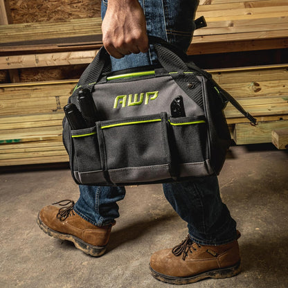 AWP Tool Bags, Premium Tool Bag, Black, Durable Tool Tote, for Professionals and Contractors