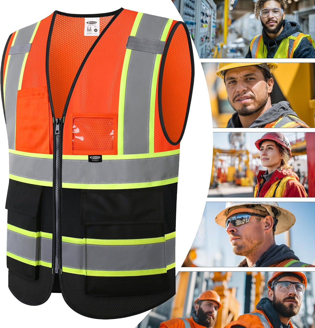 JKSafety Safety Vest for men women Hi Vis Reflective Vest with Pockets and Zipper High Visibility Meet ANSI Standard（BX320