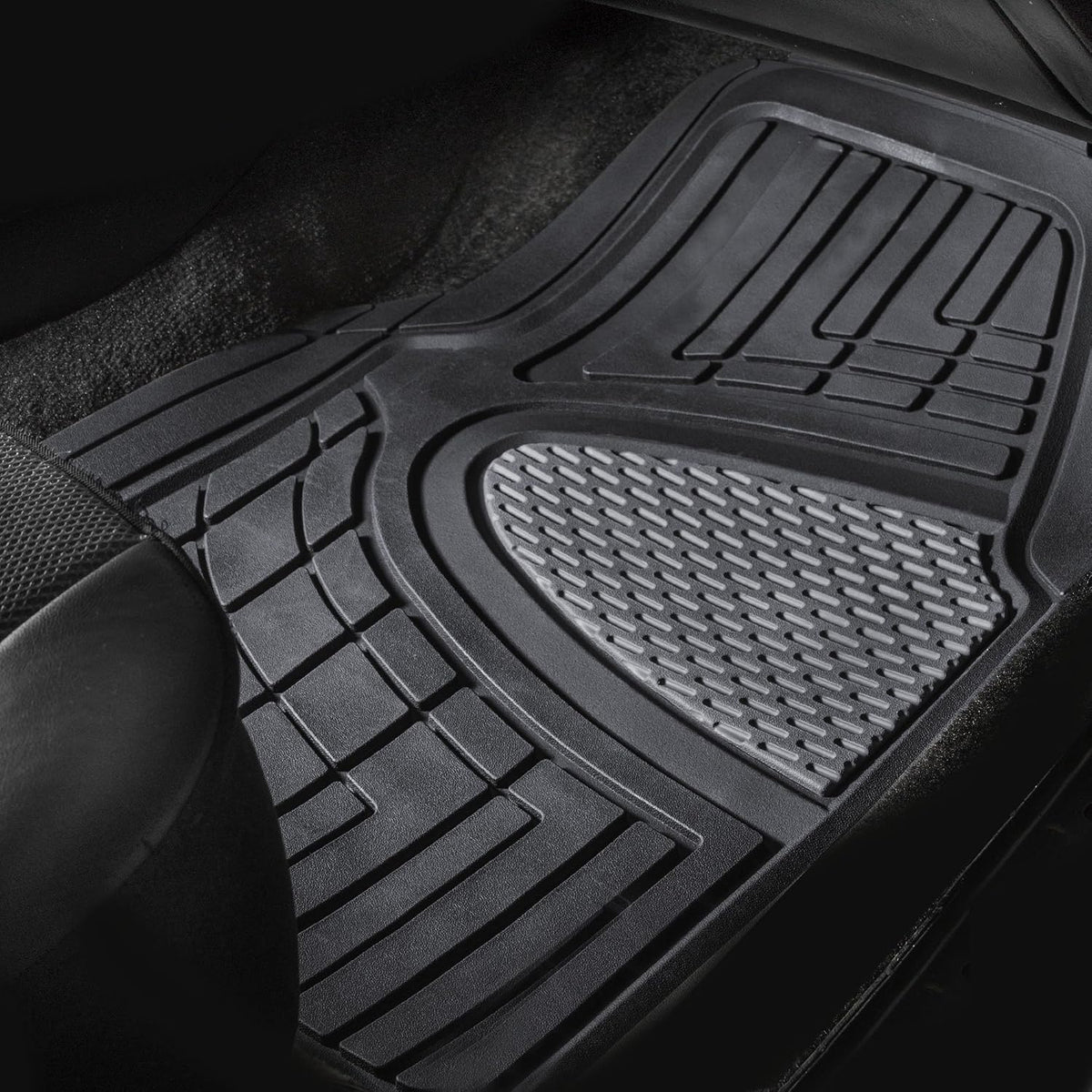 FH Group Automotive Floor Mats - Heavy-Duty Rubber Floor Mats for Cars, Universal Fit Full Set, Climaproof & Trimmable Floor Mats for Most Sedan, SUV, Truck, Black
