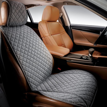 IVICY Faux Linen Front Car Seat Cover – Non-Slip Bucket Seat Protector for Most Cars, SUVs, Vans & Trucks – 1 Seat Cover, Machine Washable, Side-Airbag Friendly, Light Beige