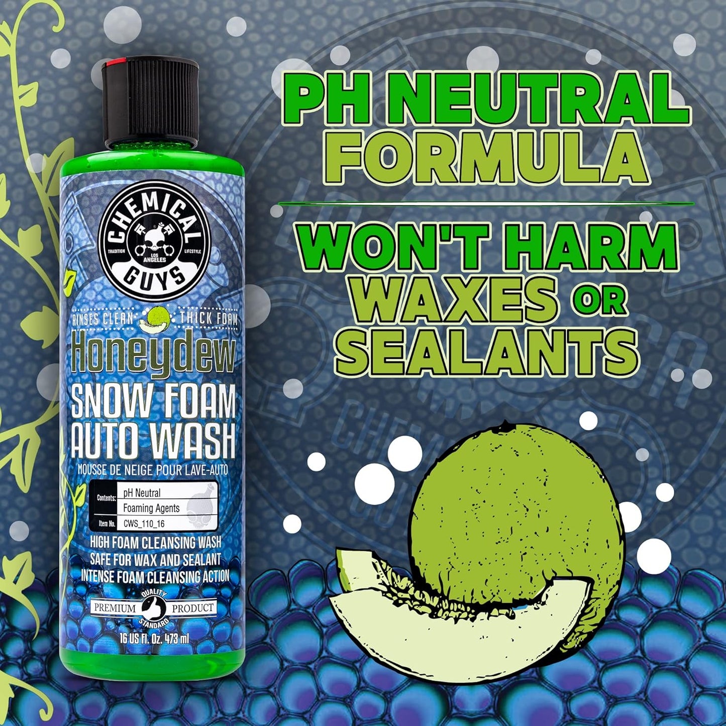 Chemical Guys Car Wash Soap for Foam Cannon or Bucket, Honeydew Snow Foam Car Wash Soap for Trucks, Motorcycles, RVs & More, Super Suds, Honeydew Scent - 128 oz (1 Gallon)