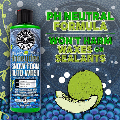 Chemical Guys Car Wash Soap for Foam Cannon or Bucket, Honeydew Snow Foam Car Wash Soap for Trucks, Motorcycles, RVs & More, Super Suds, Honeydew Scent - 128 oz (1 Gallon)