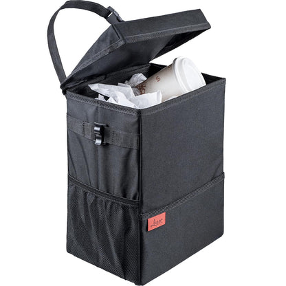 Lusso Gear Spill-Proof Car Trash Can - Easy to Clean Hanging Garbage Bin - Leak-Proof Lid, Removable Liner, Waterproof - Keeps Truck, SUV, Car, Minivan Clean & Odor Free - 2.5 Gallon Tan Car Trash Can