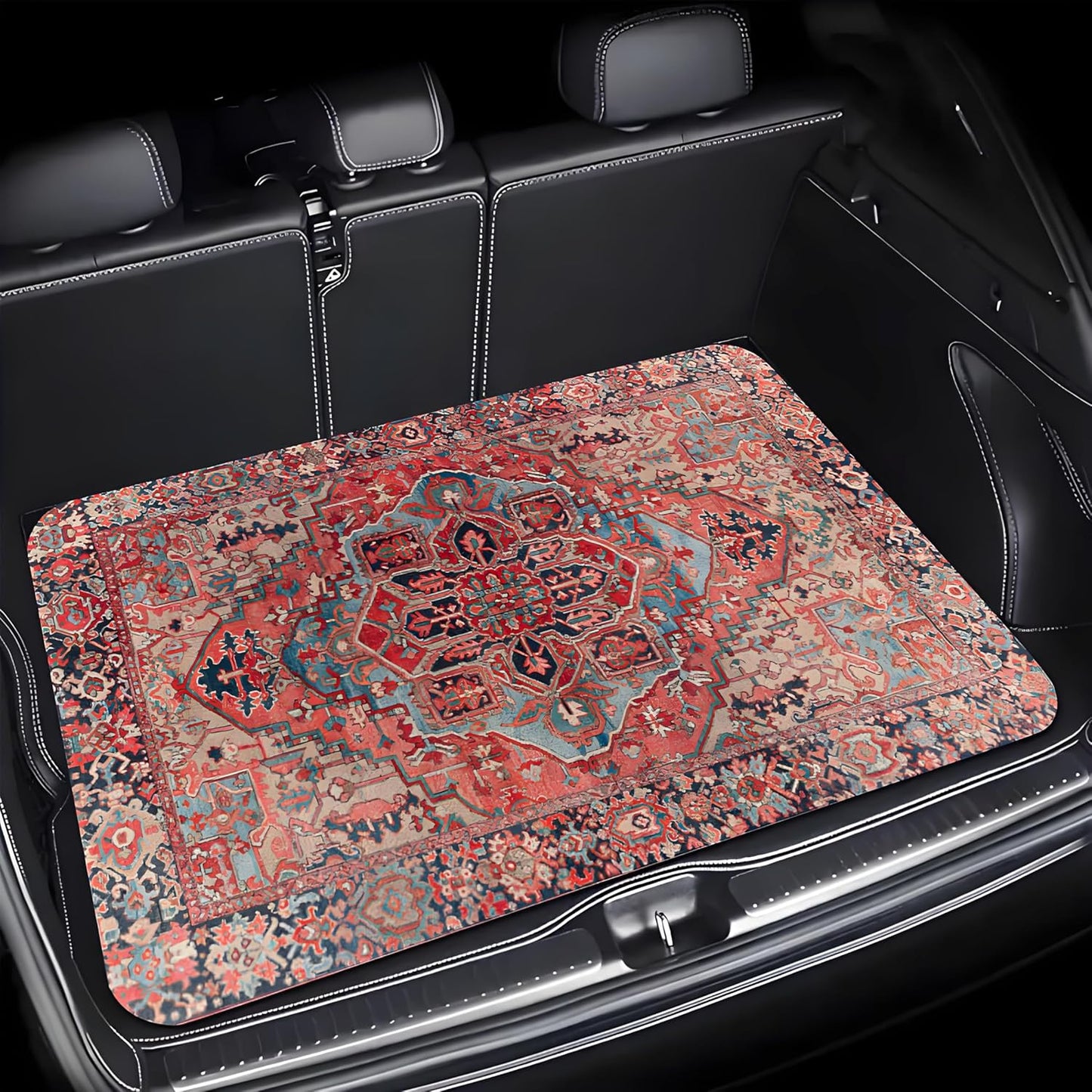 Universal Car Trunk Mat 29" x 39",Purple Colorful Flowers All Weather Trunk Protection Cargo Liner, Durable Cargo Mat Rear Trunk Liner,Stylish Vehicle Interior Accessories Suitable for Most Car Models