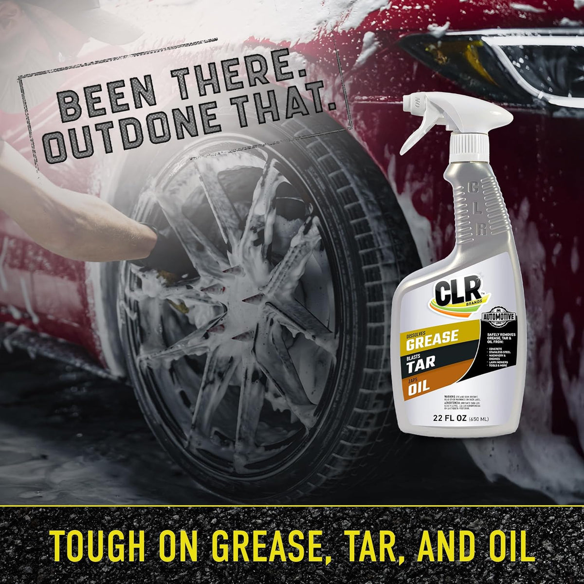 CLR Brands Automotive Grease, Tar & Oil Remover, 22 oz. Spray Bottle, Non-Abrasive, Dissolves Grease, Blasts Tar, Zaps Oil from Garage Floors and Machinery