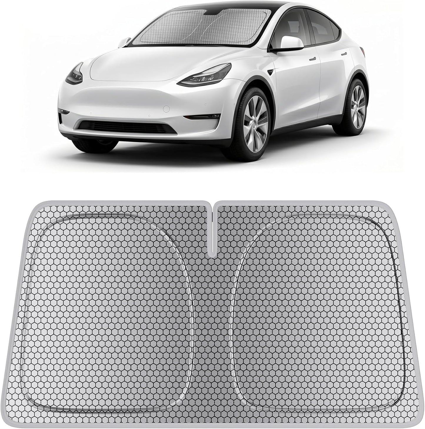 helloleiboo Graphene Car Windshield Sun Shade Car Sun Shade for Windshield with Heat Absorption Coating Foldable Design with UV Protection to Keep Your Car Interior Cooler Silver (X-Large-61 × 34 in)