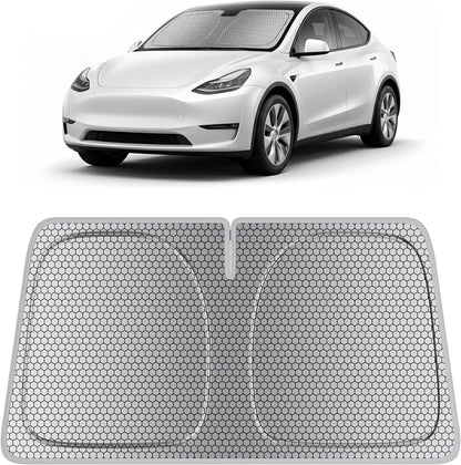 helloleiboo Graphene Car Windshield Sun Shade Car Sun Shade for Windshield with Heat Absorption Coating Foldable Design with UV Protection to Keep Your Car Interior Cooler Silver (X-Large-61 × 34 in)