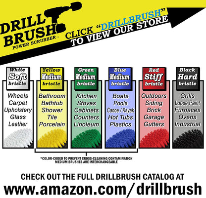 Drillbrush Car Detailing Kit | Drill Brush Set – Soft Bristle Power Scrubber Attachments for Cleaning Car Interior, Upholstery, Carpet, Seats, Wheels, Rims, Dash, Console, and Trim - Nylon Scrub Brush