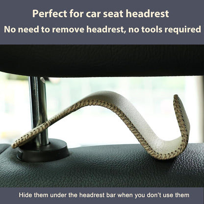 Amooca 4-Pack Car Headrest Hooks Vehicle Storage Organizer for Purses Handbags Groceries Backpack Coats –Holds 55lbs 360° Rotating Black