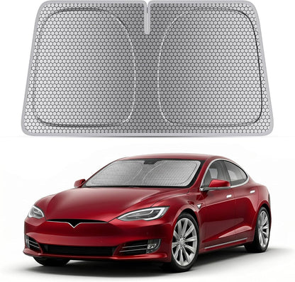 helloleiboo Graphene Car Windshield Sun Shade Car Sun Shade for Windshield with Heat Absorption Coating Foldable Design with UV Protection to Keep Your Car Interior Cooler Silver (X-Large-61 × 34 in)