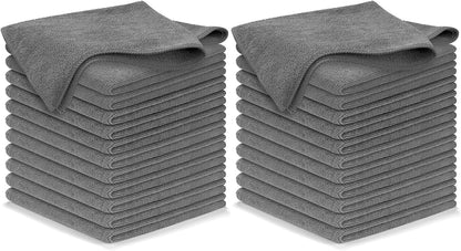 USANOOKS Microfiber Cleaning Cloth Grey - 12 Pcs (12.5"x12.5") - High Performance - 1200 Washes, Ultra Absorbent Microfiber Towel Weave Grime & Liquid for Streak-Free Mirror Shine - Car Washing Cloth