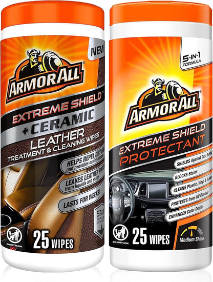 Armor All Interior Car Cleaning Wipes Kit, Disinfects, Protects, and Cleans Car Interiors, Includes Leather Care Wipes, Glass Wipes, Disinfectant Wipes, and Protectant Wipes, 4 Count