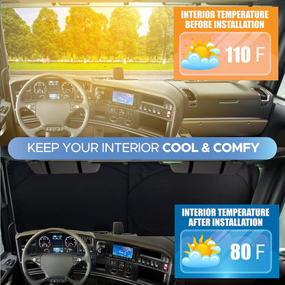 EcoNour Car Windshield Sun Shade | 2025 Upgraded Innovative No-Light-Pass Technology for Maximum Coverage | Foldable Sun Shade Keeps Your Vehicle Cool | Must-Have Car Accessories | Small (59" x 29") - Colors I
