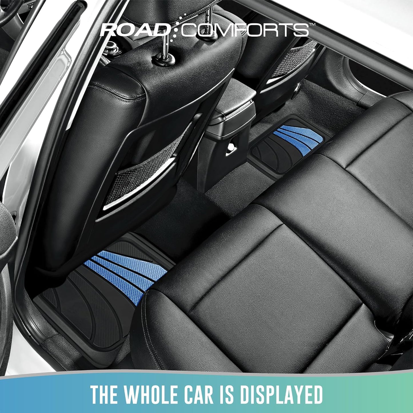 Road Comforts Car Floor Mats Full Set – Front & Rear Car Floor Mats with Aluminum Design, Anti-Slip Backing, All-Weather Protection, Trim-to-Fit Car Mats for Most Sedans, SUVs & Vans -All Pink